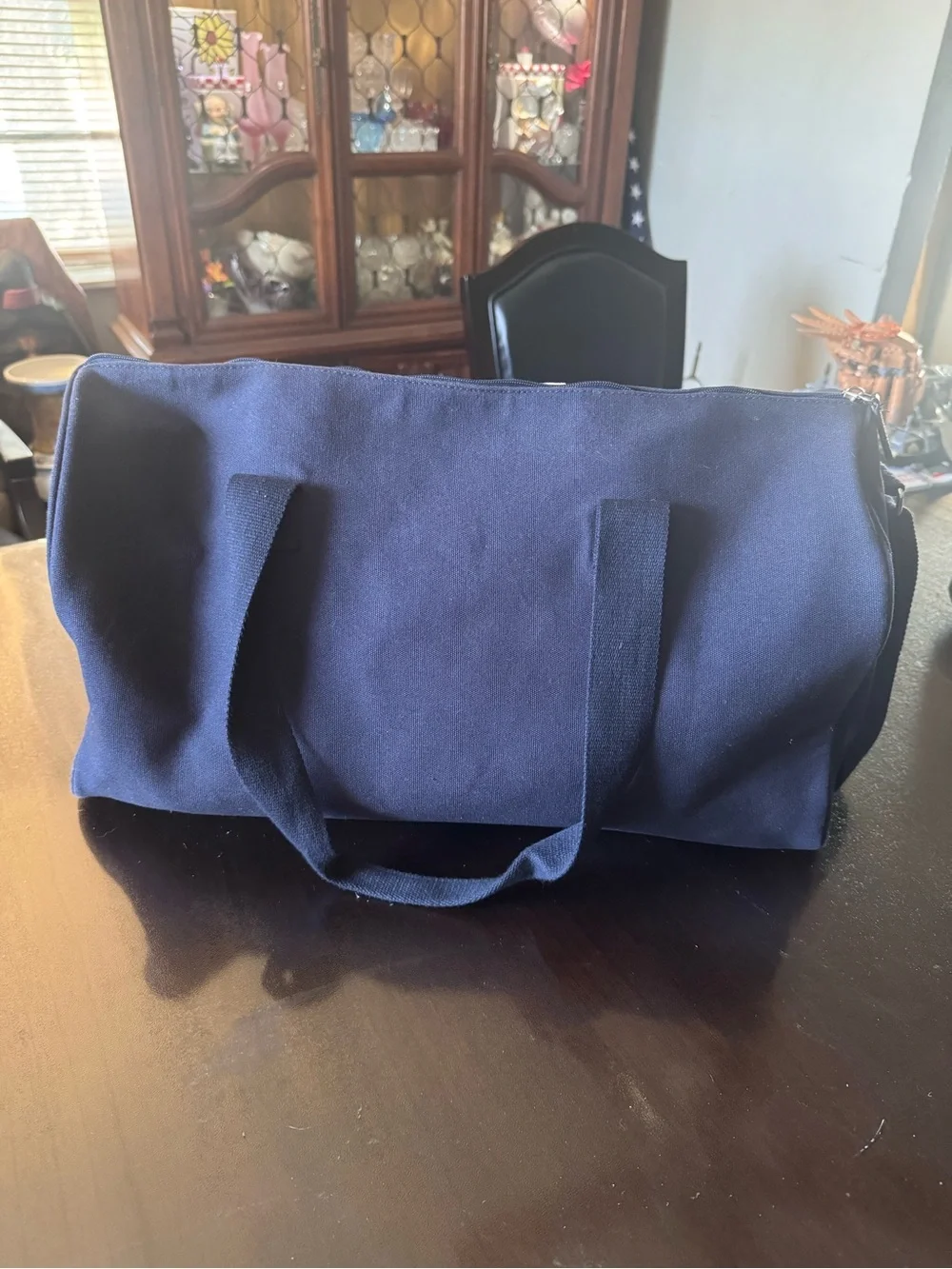 Ralph Lauren Navy Duffel with White Center Stripe and Polo Logo